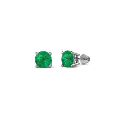 Smaragd 4 mm vier Krappen Solitär Damen Ohrstecker 3/8 ctw 14K Gold JP:63478