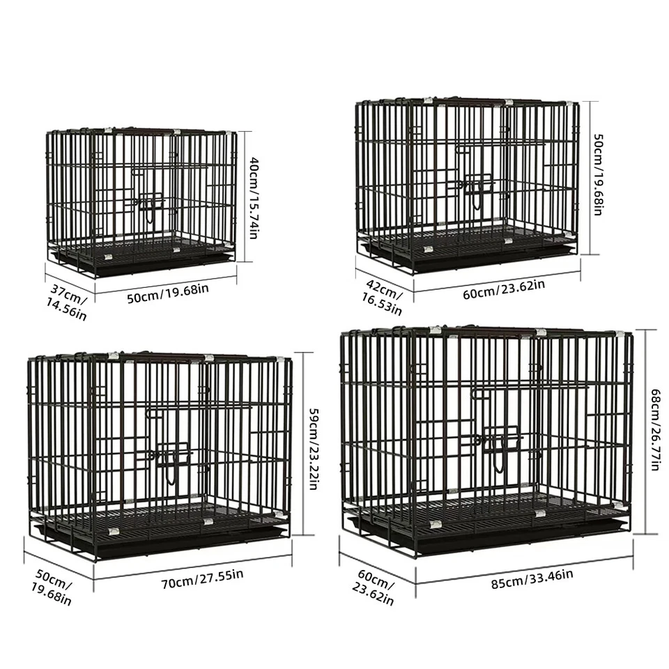 Dog Cage Pet Puppy Metal Training Crate Carrier Black S M L XL XXL sizes