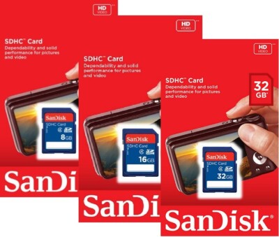 SanDisk 8GB 16GB 32GB SD SDHC Class 4 C4 Flash Memory Card SDSDB Retail