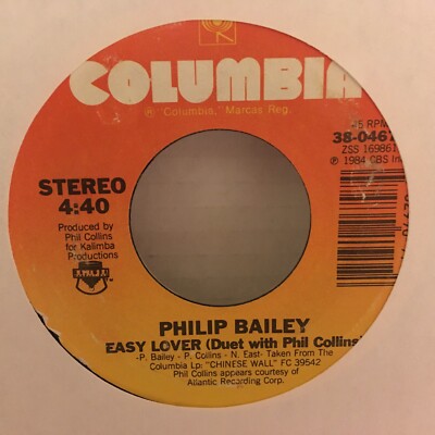 PHILIP  BAILEY   45  SINGLE  ,   EASY LOVER / WOMAN