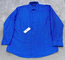 NWT Nine West Dress Shirt Men's Large Blue White Design Long Sleeve Button Up
