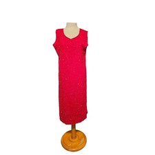 Vintage Beaded red dress size 12  sleeveless midi