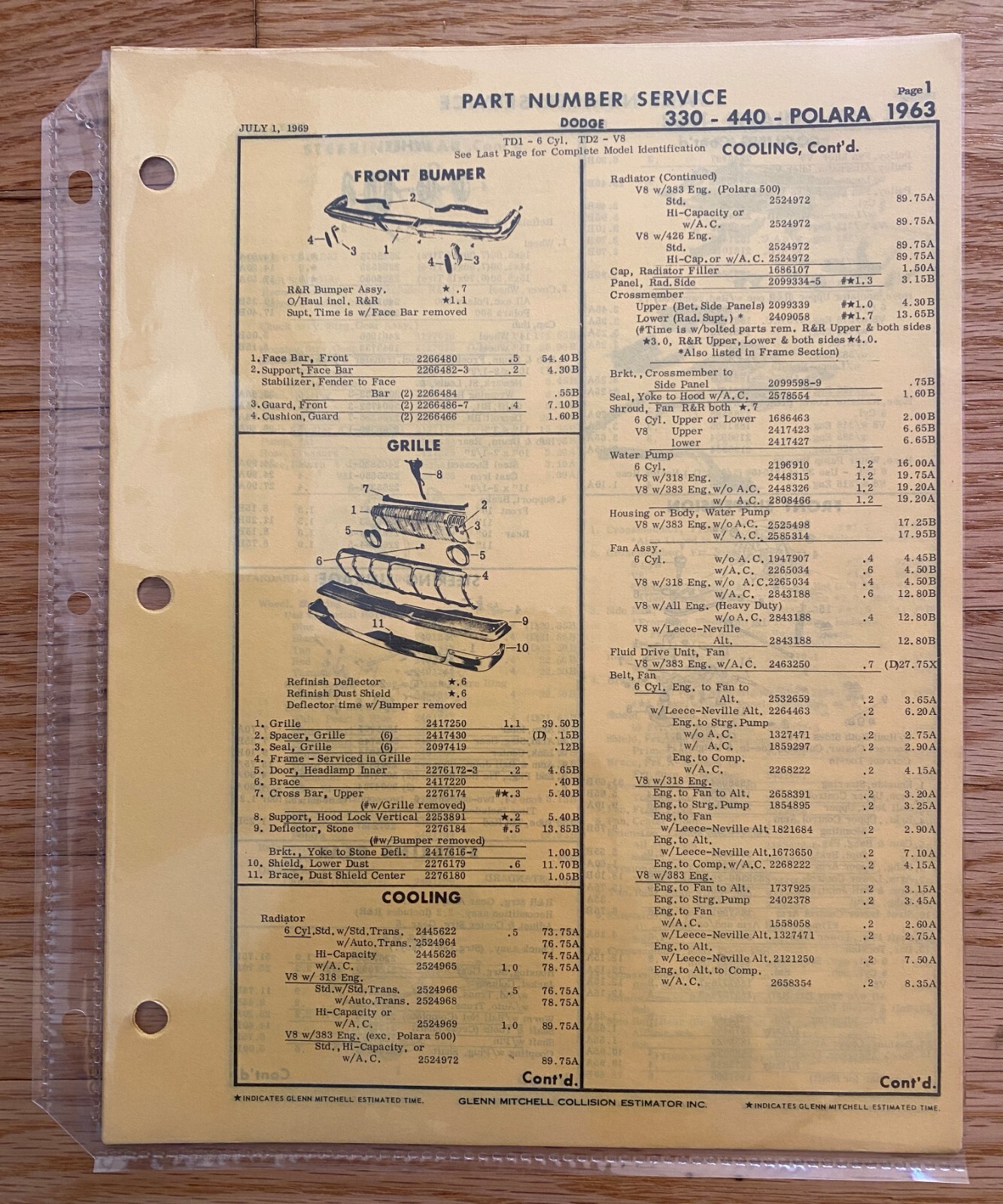 1963 Dodge 330 440 Polara Parts Catalog Mopar OEM Part Numbers Book 63