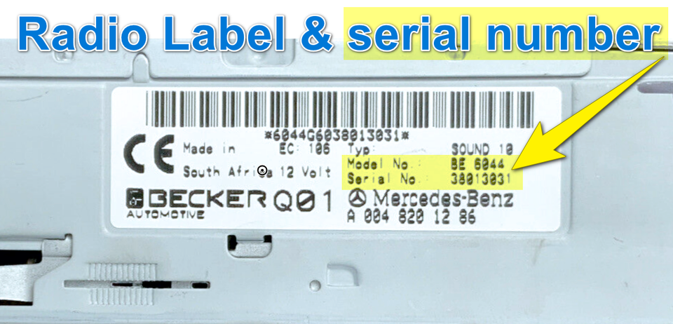 Becker Radio Unlock Code – Fits Harman BE6041, BE6003, BE6045, BE6046, BE6043, BE6044, BE6040