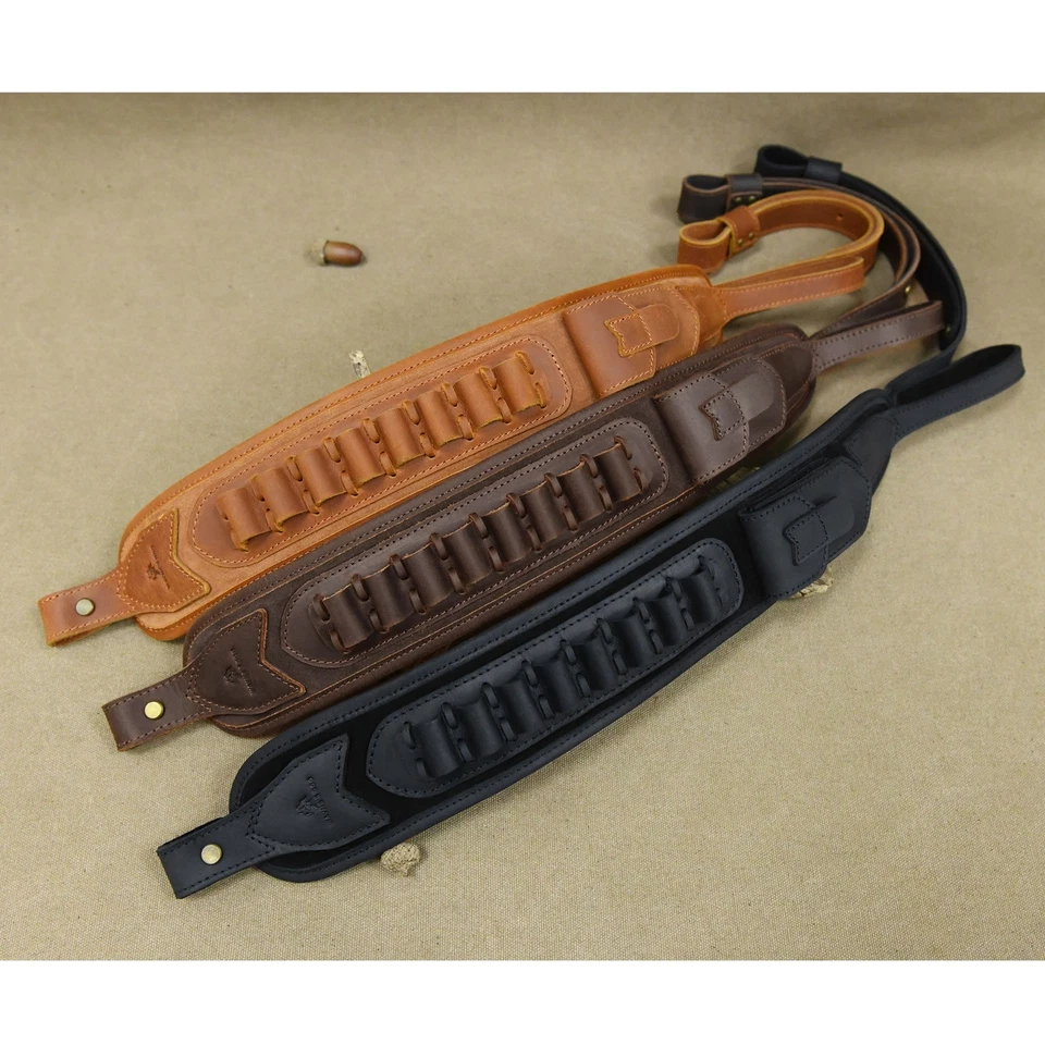 Correa de hombro de cuero para escopeta con eslinga para rifle para .30-30.22LR 12GA.30-06 .308 Foto 3 de 4