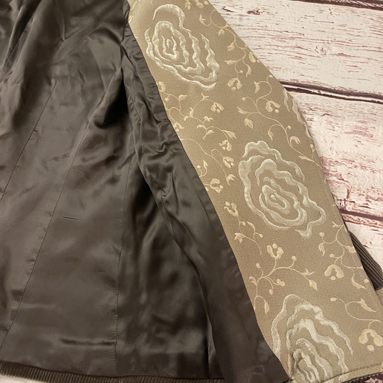 Armani Collezioni Light Brown Corduroy Moto Zip Jacket Size 8 Pockets