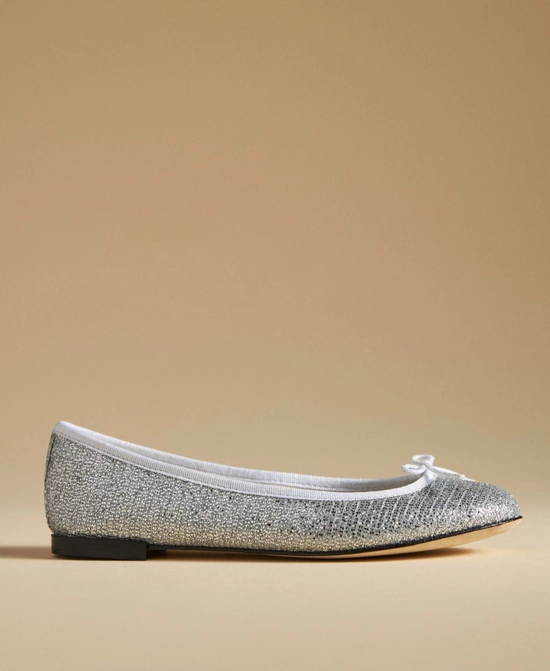 Bailarina Anthropologie Repetto Cendrillon plana plata brillo 41/10-10,5 NUEVA Foto 3 de 4