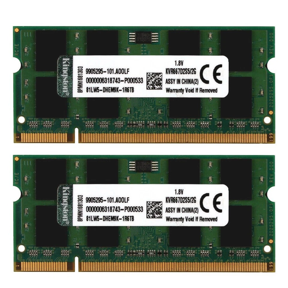 Für Kingston 4GB 2x 2GB 1GB DDR2 PC2-5300S KVR667D2S5/2G SODIMM Laptop RAM DE - Image 2 of 4