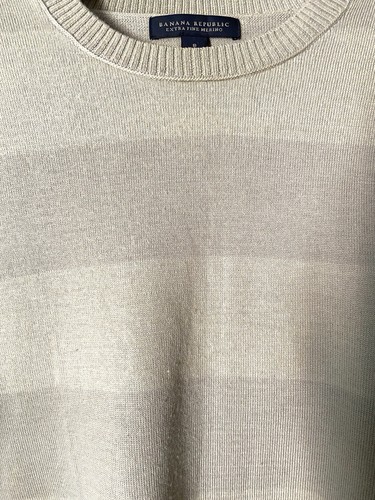 Maglione girocollo Banana Republic UOMO SMALL lana merino extra fine righe cachi - Foto 2 di 7