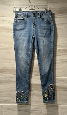 Earl Embroidered Ankle Skinny Jeans Size 4