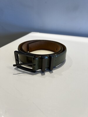 Emporio Armani Sage Green Vintage Leather Belt Preowned Made in Italy