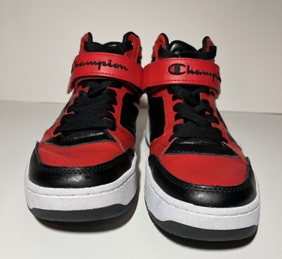 Boys Champion Shoes Size 5.5Y Black And Red Hi-Tops Kids
