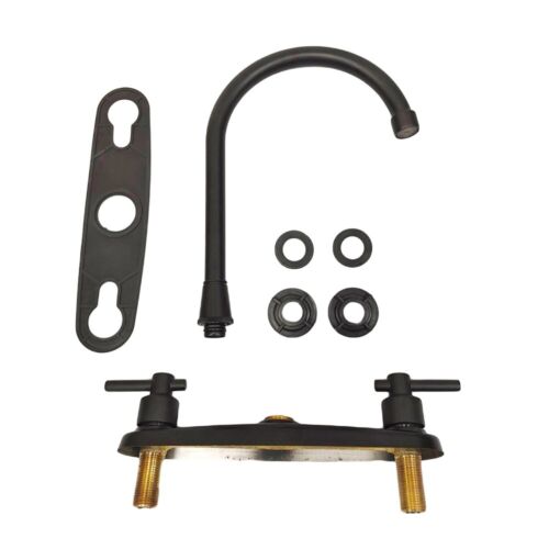 Hot Cold Bar Basin Sink Faucet Double Handle Tap Outdoor For RV Kitchen Bathroom - Picture 18 of 24