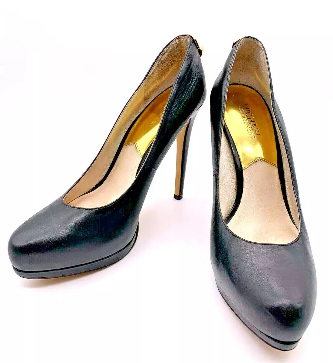 Michael Kors Black Leather Platform Pumps Hamilton High Heels Size 9M