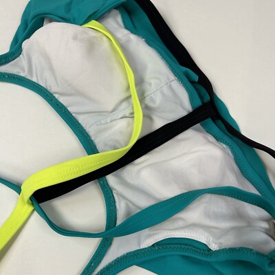 PINK Victorias Secret Small Bikini Top Ruffle Flounce Blue Yellow