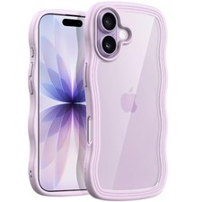 Wavy iPhone 17 Case 6.3-Inch, Cute Shockproof Curly Shape Cover for Women, Purpl