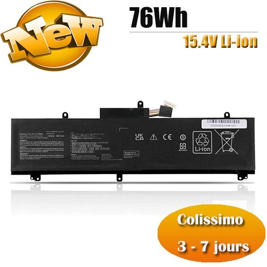 Batterie C41N1837 haute capacité 76Wh pour ASUS ROG GA502IV et M15