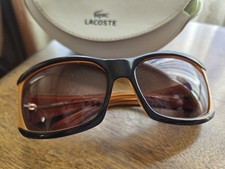 Lacoste Brown Carmel Sunglasses with Case Croc Temple Logo 63-15-120
