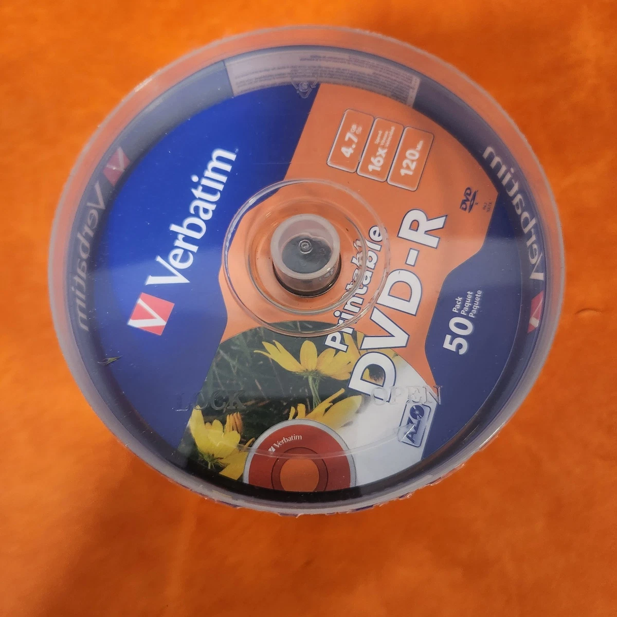 50 x Verbatim Blank DVD-R 16x 4.7BG - FULL HUB Wide Printable DVD Discs