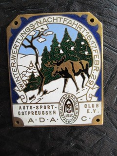 Old car plaque car plaque ADAC Autosportclub East Prussia night ride 1929
