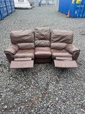 Brown Leather 3 Seater Recliner Sofa GREAT CONDITION🚚