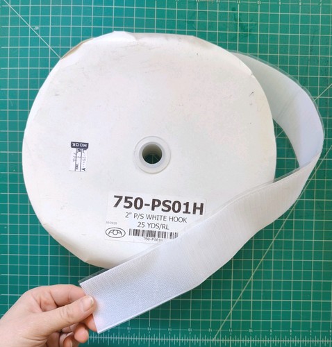 2" x 70' HOOK VELCRO STICKY BACK WHITE adhesive fastening tape. about 75' roll