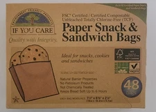 If You Care Unbleached Paper Snack & Sandwich Bags - 48 bags FSC Certified TCF 
