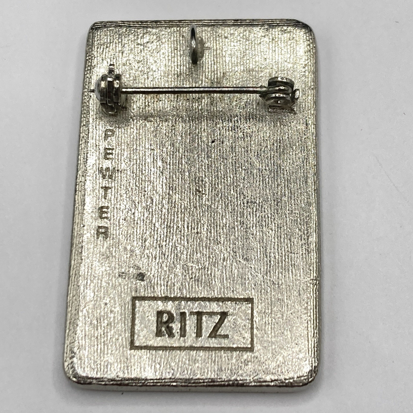 Vintage Charles of The Ritz Black Enamel Lady Face Pewter Brooch Pin Pendant