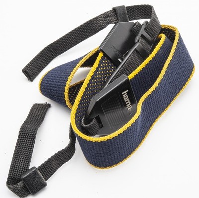 Hama Kameragurt Tragegurt Trageriemen carrying strap schmal narrow in Blau Gelb 