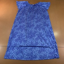 Only Necessities Womens Size 22/24 Blue Floral Short Sleeve Silky Long Nightgown