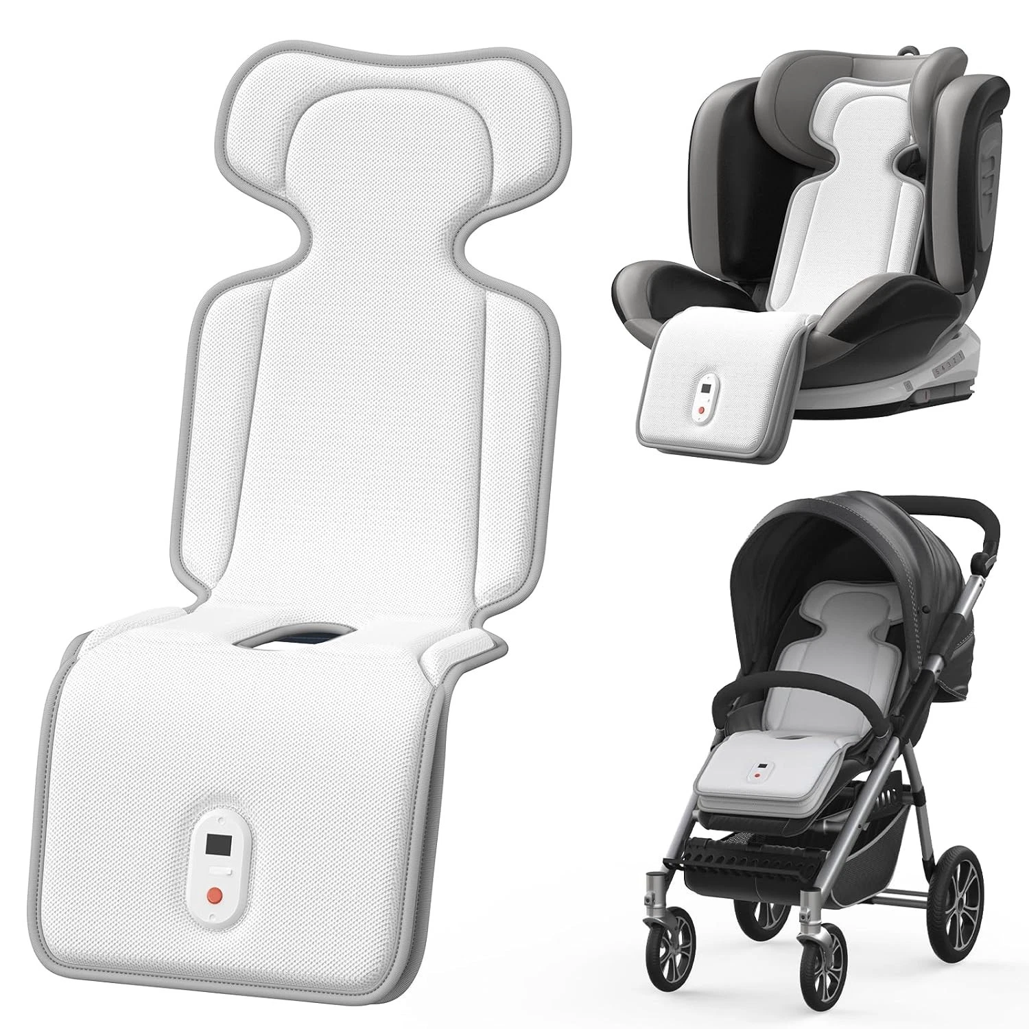 Baby Stroller Cooling Pad with 2 Built-in Blower Up to 10H MAX 10000 mAh Rech...