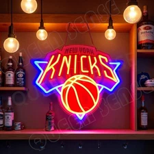 16"x13" New York Knicks Fans Gift LED Neon Sign With Dimmer USB Powered Light