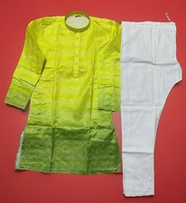 NWT Men's Kurta PAJAMA SET SZ 38 S/M lime green OMBRE' GOLDEN India-USA seller