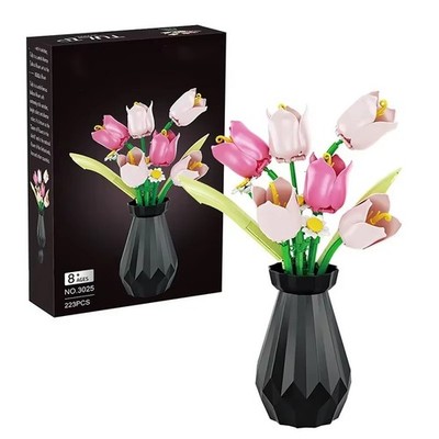 MOC Tulip Flower Bouquet Building Blocks Set