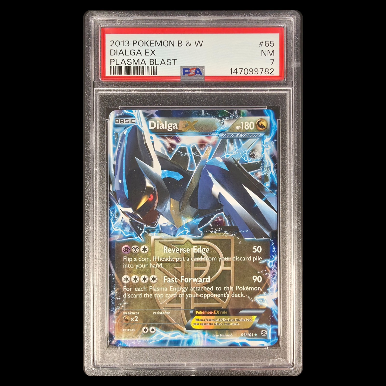 2013 POKEMON BLACK & WHITE PLASMA BLAST DIALGA EX 65/101 TEAM PLASMA PSA 7