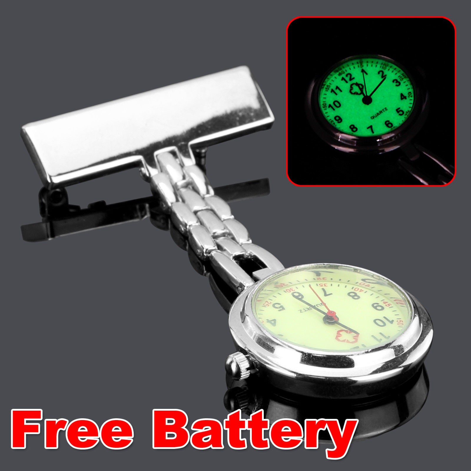 Glow in Dark Nurse Watch Brooch Tunic Luminous Face Fob Watch Pendant Pocket