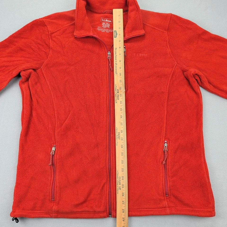 L.L.Bean Fleece Jacket Mens 2XL Tall Orange Full Zip Chest Pocket Outdoor Warm - Image 4 of 4