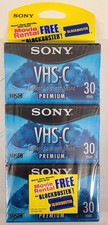 Sony VHS -C Premium 30 Minute Videocassette 3 Pack NEW