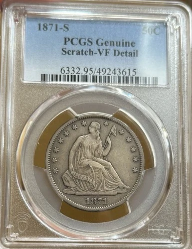 1871-S Seated Liberty Silver Half Dollar PCGS VF Details