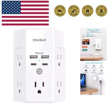Multi Plug Outlet, Surge Protector, 5 Outlet Extender with 4 USB Charging Por...