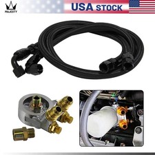 Universal An10 80 Deg Thermostatic Oil Filter Sandwich Adapter Hose Line Kit Bk