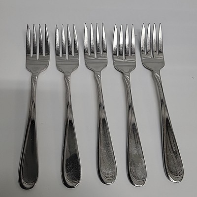 Set of 5 ONEIDA FLIGHT RELIANCE Stainless Flatware SALAD FORKS USA Made 