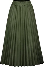 CHARTOU Womens Chic Elastic High Waisted A Line Leopard Print Pleated Shirring