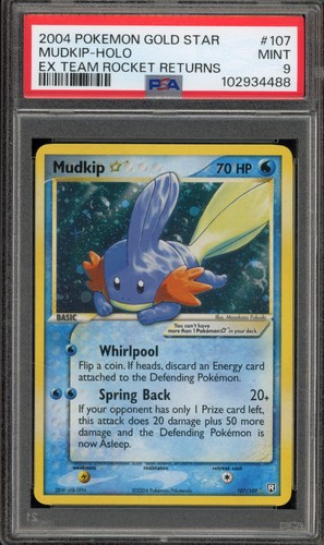 Pokemon Mudkip Gold Star EX Team Rocket Returns Holo Ultra Rare #107 PSA 9 Mint