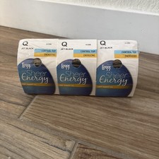  3 PACK L'eggs Sheer Energy Control Top Anti-Cellulite Pantyhose, Q Jet Black