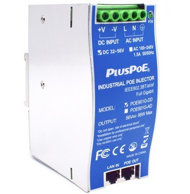 Industrial Gigabit PoE++ Injector, IEEE 802.3BT/at/af Compliant, PoE (15.4W)