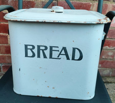 Vintage 1930s White Enamel Bread Bin Farmhouse Kitchen Storage