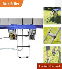 Rust-Resistant Wide-Step Trampoline Ladder - Easy Installation  Storage Bag