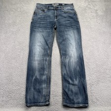 BKE Tyler Jeans Mens 34x31 Blue Straight Medium Wash Denim Distressed Preppy
