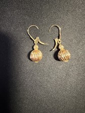 18K Yellow Gold Leverback Ball Drop/Dangle Earrings 1.92 grams 1.25 inch